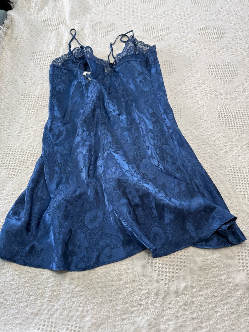 Lingerie Cacique Blue Lacey Nightie Slip Dress (8) - Picture 4 of 8